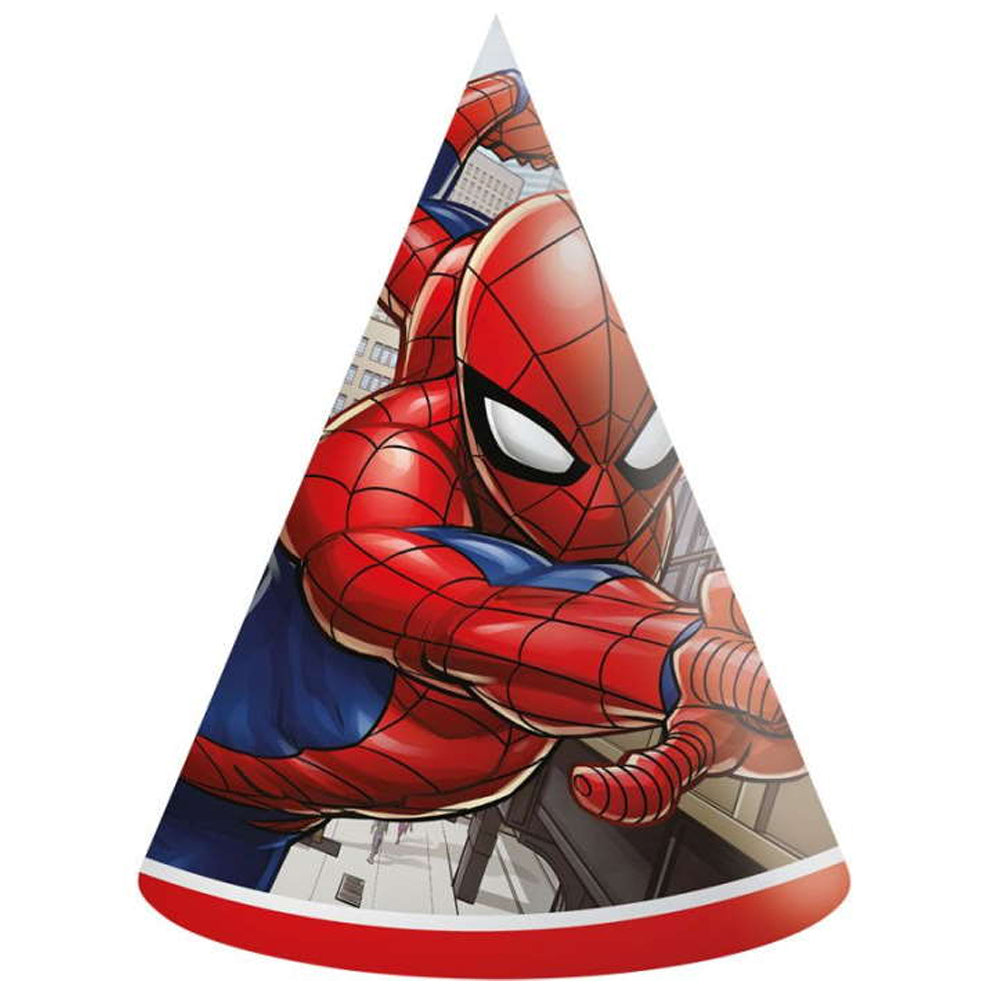 Spiderman Crime Fighter Cone Party Hats - Pack of 6
