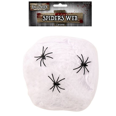 Stretchy Spider Web With 3 Spiders - 20g