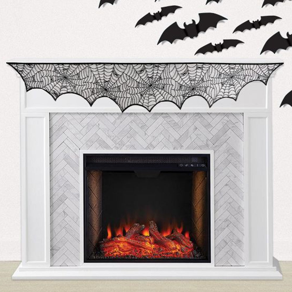 Halloween Spiderweb Fireplace Drape - 2.4m