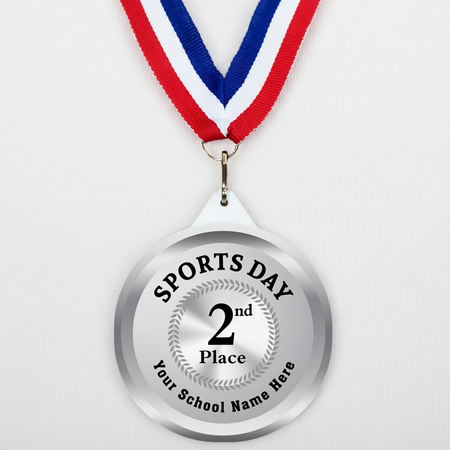 Sports Day Silver Medal White T-Shirt Texture Background