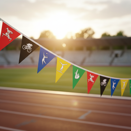 Sports Pennant Bunting Close Up Stadium
