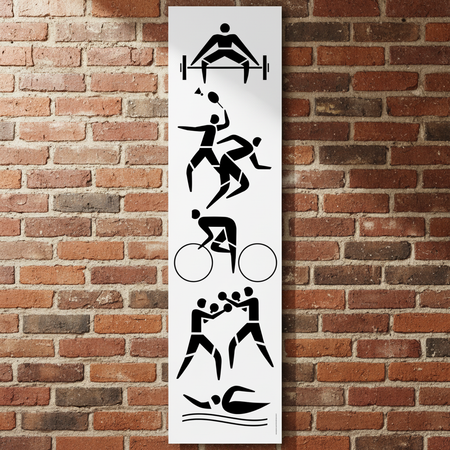 Sports Silhouette Banner on Red Brick Wall