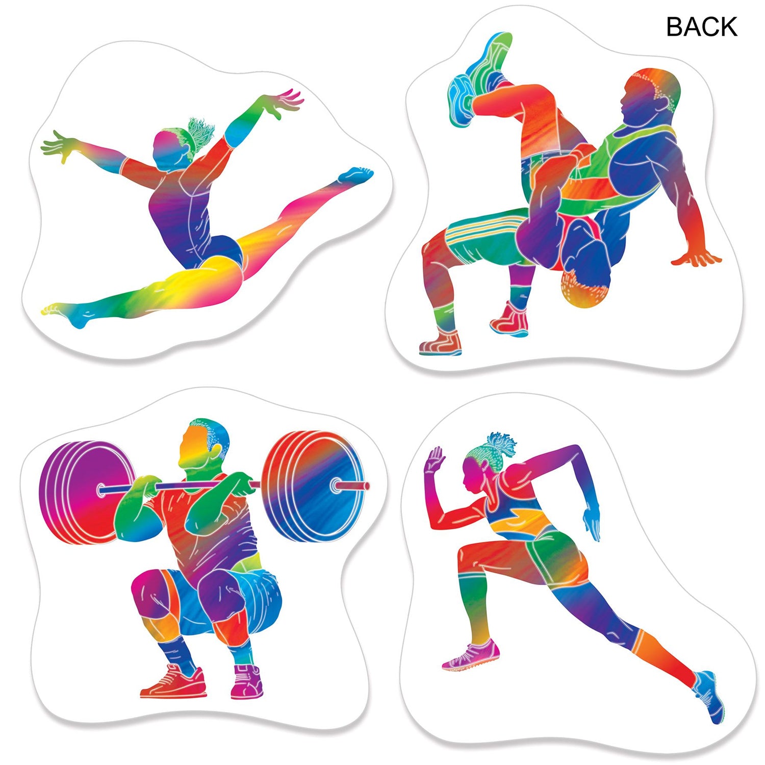 Summer Sports Card Cutout Decorations - Double Sided - Pack of 4