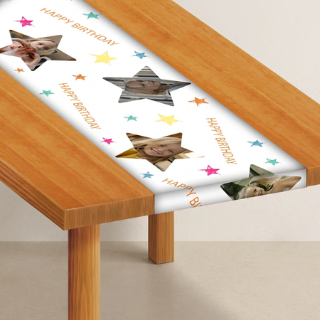Square table runner image with a neutral background and floor