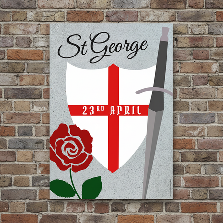 St George's Day Poster on Brown-Grey Brick Wall