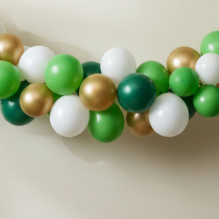 Green, Gold & White Balloon Arch DIY Kit - 35 Balloons - 2.5m