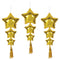 Gold Hanging Star Foil Balloons With Tassels - Pack of 3