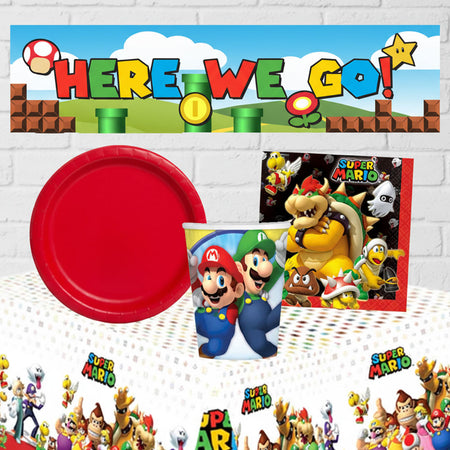 Super Mario Tableware Pack for 8 with FREE Banner!