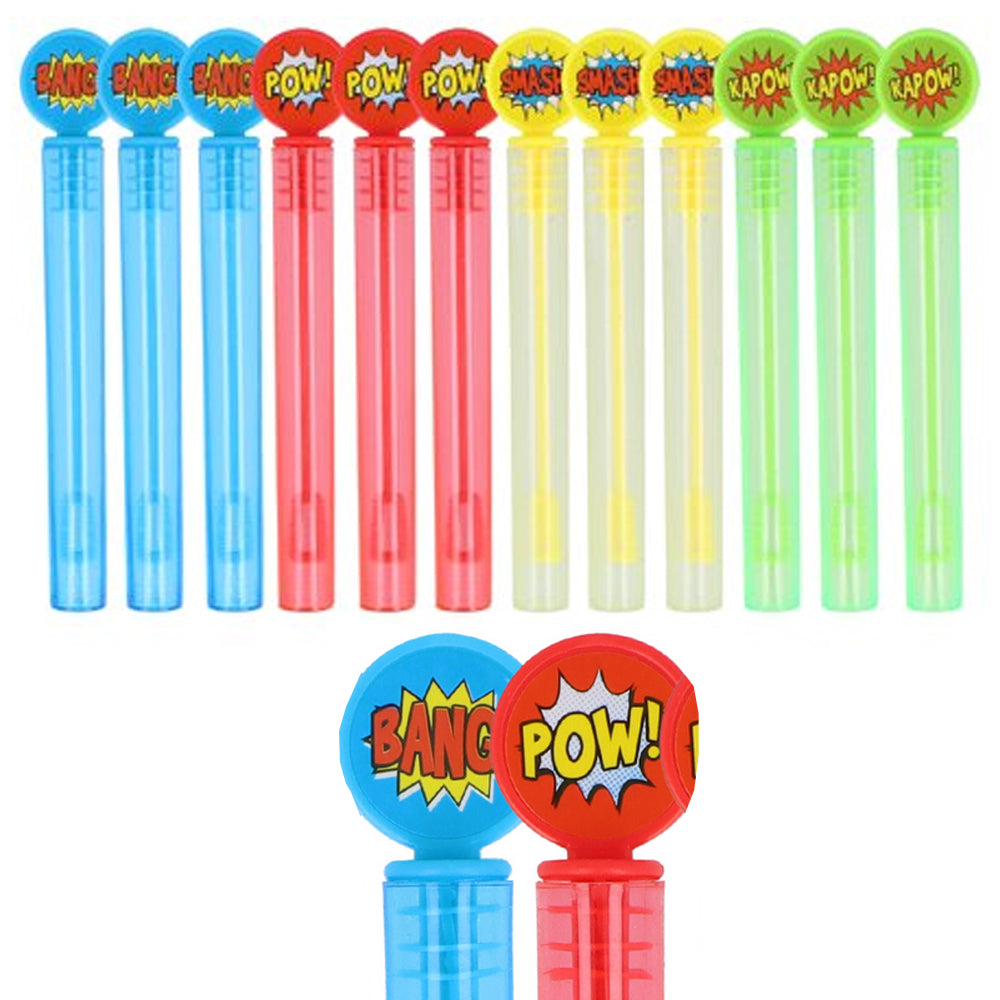 Superhero Mini Party Bubbles - 4ml - Assorted Colours - Pack of 12