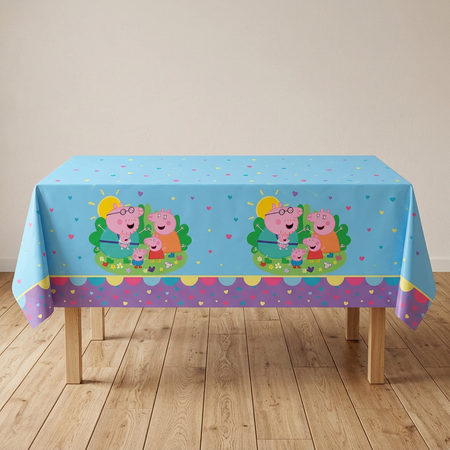 Table with wooden legs on a wood floor against a neutral wall, in square format