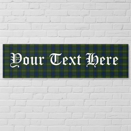 Tartan Banner on White Brick Wall No Pins