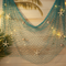 Teal Decorative Fishing Net as Party Prop on Wall