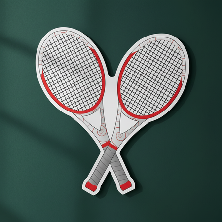 Tennis Racket Cutouts Against Green Wall