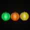 Three Glow Paper Lanterns Green Orange Yellow