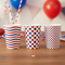 Three Red White Blue Paper Cups Lifestyle Party Table