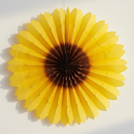 Tissue Sunflower Fan on White Wall