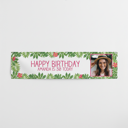 Tropical Birthday Banner White Wall