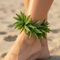 Tropical Fern Leaf Anklet on Ankle Close Up