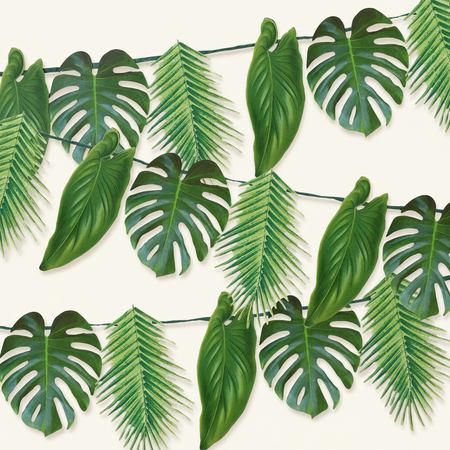 Tropical Palm Leaf Garland Wall Background
