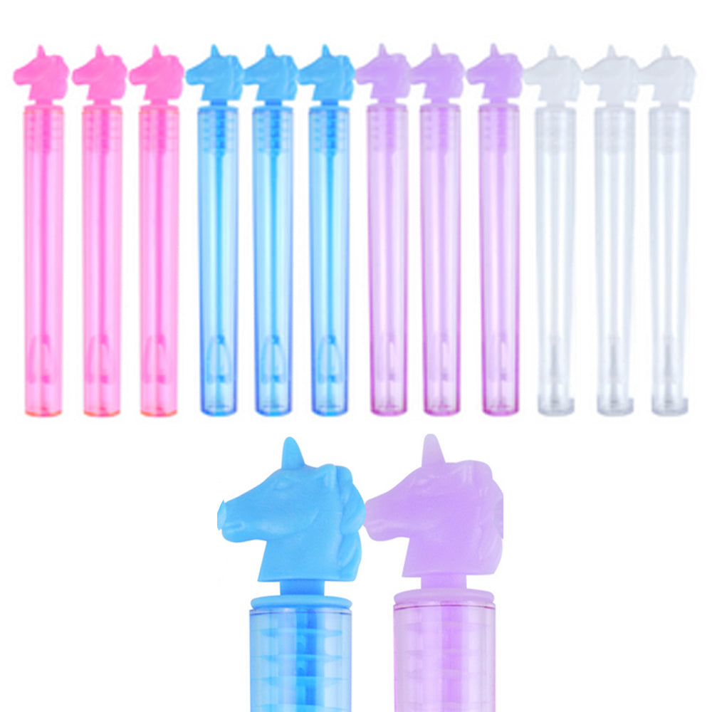 Unicorn Mini Party Bubble Tubes - 4ml - Assorted Colours - Pack of 12