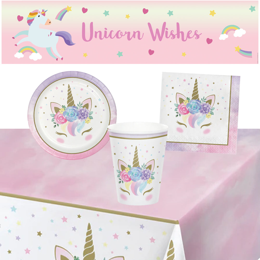Unicorn Baby Tableware Pack for 8 with FREE Banner!