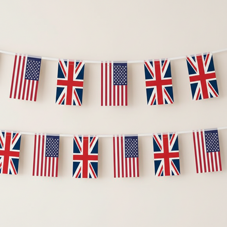 British and American Flags Flag Indoor Bunting - 2.4m
