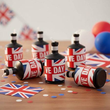 VE Day Party Poppers In Situation on Table