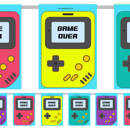 1990s Retro Video Game Handset Paper Bunting - 2.4m