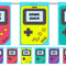 1990s Retro Video Game Handset Paper Bunting - 2.4m