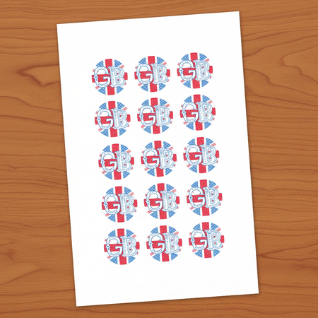 Vintage Britain Sticker Sheet on Wood Background
