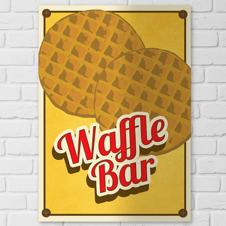 Waffle Bar Poster on White Brick Wall