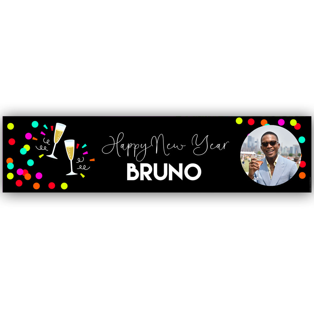 Neon New Year Personalised Photo Banner Decoration - 1.2m