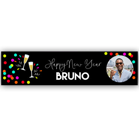 Neon New Year Personalised Photo Banner Decoration - 1.2m