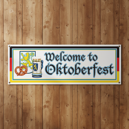 Welcome to Oktoberfest Banner on Wood Wall