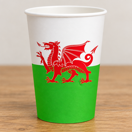 Welsh Flag Paper Cups - 266ml - Pack of 8