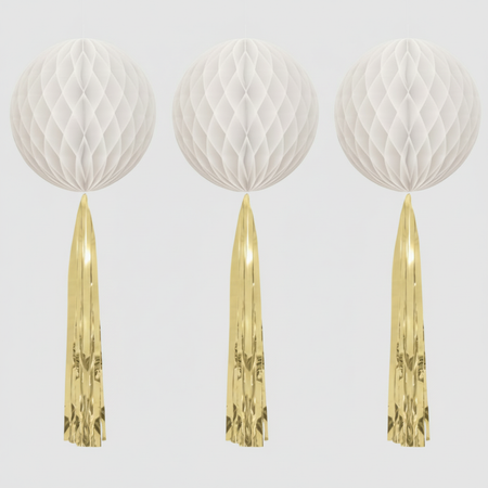 White honeycomb tissue balls with plain background