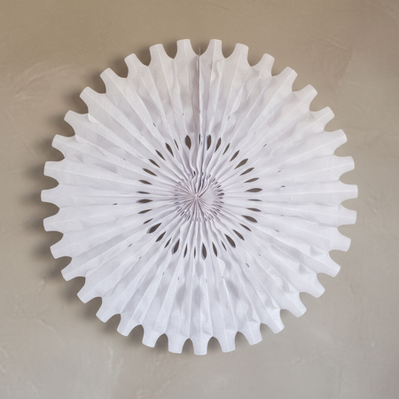 White Paper Fan on Warm Taupe Background