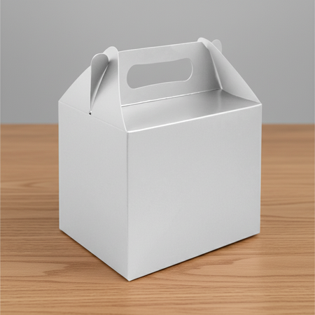 White party box on a wood table