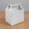 White party box on a wood table