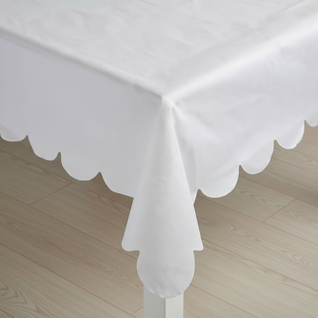 White Scalloped Paper Tablecloth - 1.37m x 2.74m