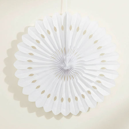 White Hanging Paper Fan Decoration - 40.6cm