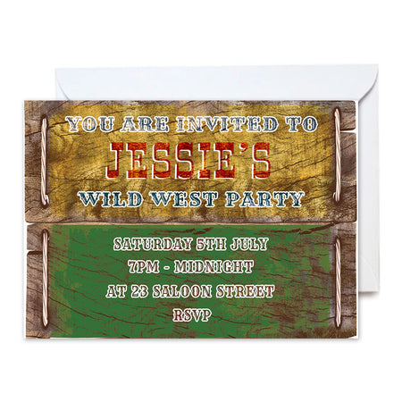 Wild West Personalised Invitations - Pack of 16