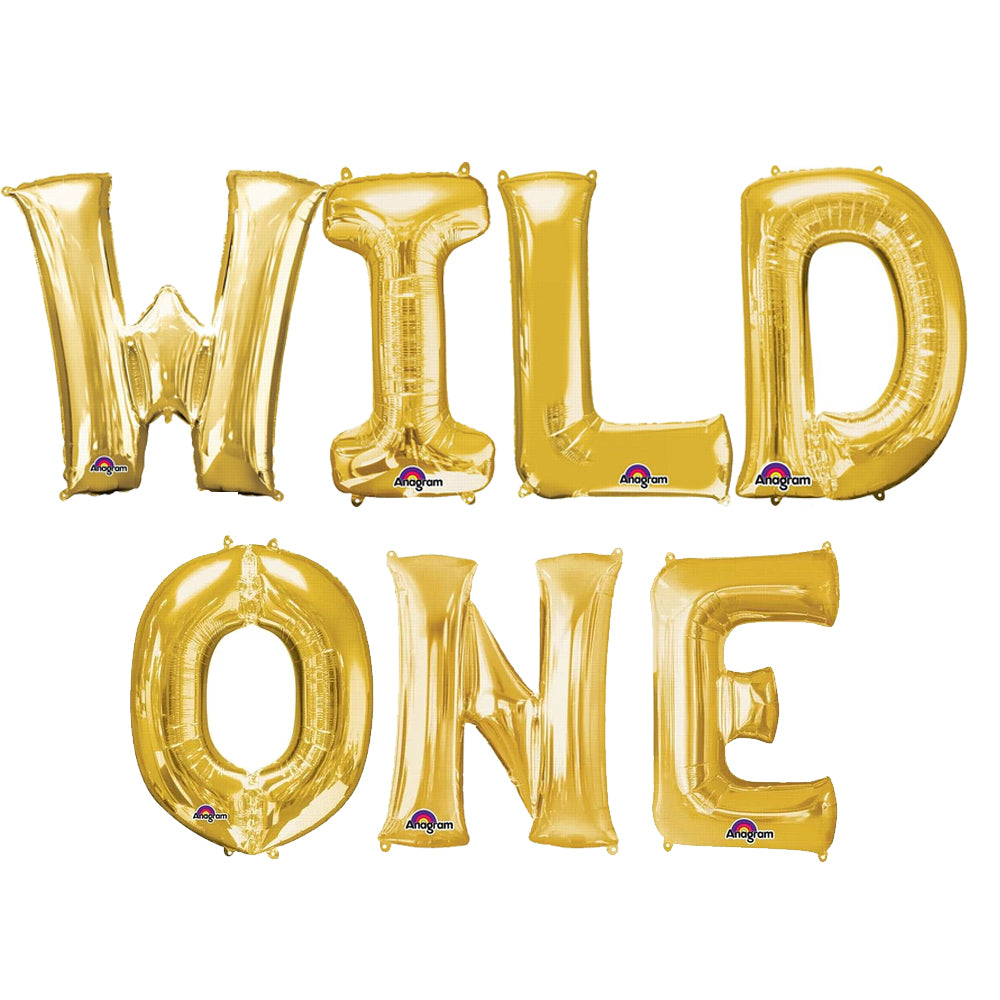 Wild One Gold Foil Letter Balloon Pack
