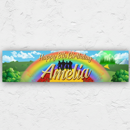 Wizard of Oz Birthday Banner on Smooth White Wall
