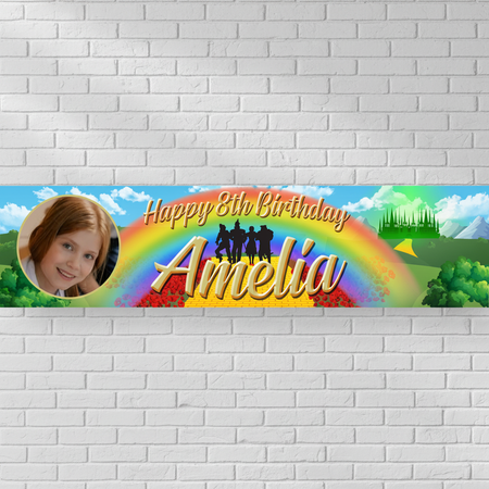 Wizard of Oz Photo Banner on White Brick Wall