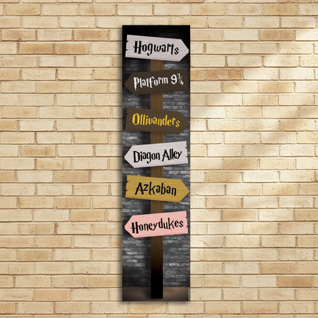 Wizard Signpost Banner on Cream Brick Wall