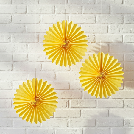 Yellow Paper Fans - Equal Size
