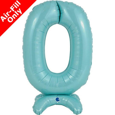 Pastel Blue Number 0 Standup Foil Balloon - 25