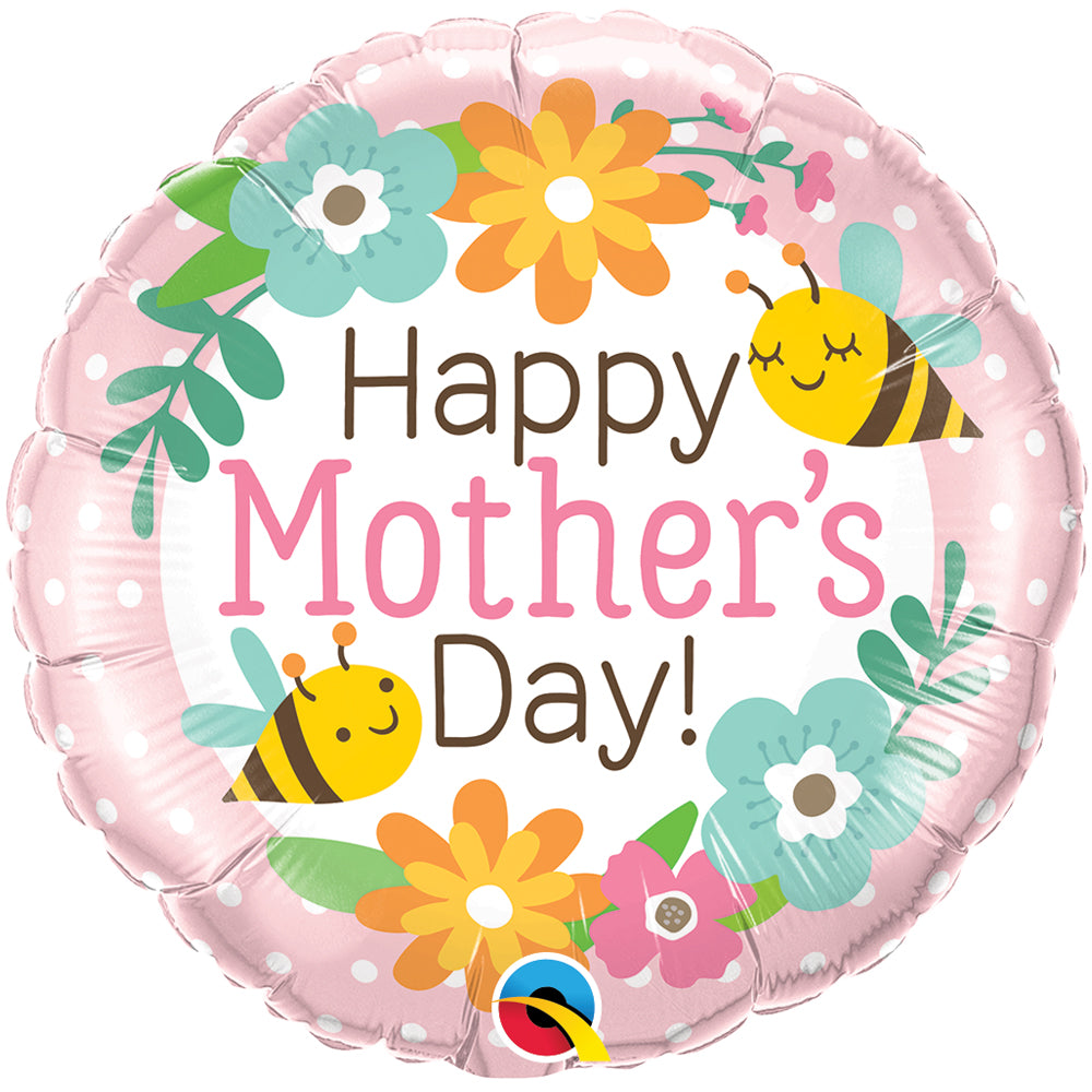 Mother's Day Bees and Flowers Foil Balloon - 18"