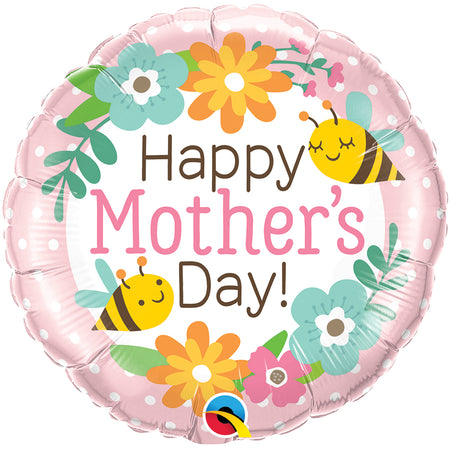 Mother's Day Bees and Flowers Foil Balloon - 18